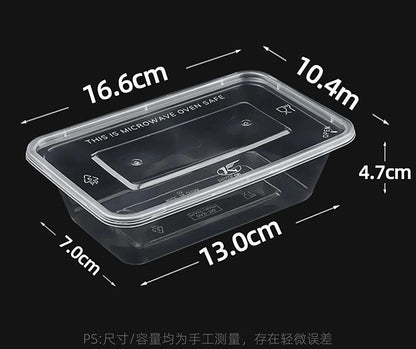 750 Disposable Rectangular Plastic Lunch Box (300pcs/box)