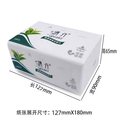 Qinghui 380 sheets Pull-out Facial Tissues (green tea 8 packs per set)